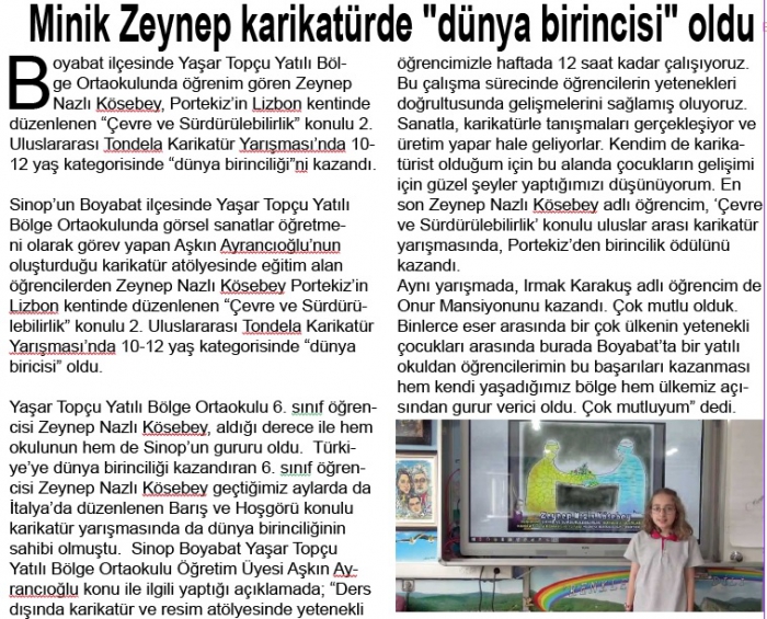 Minik Zeynep karikatürde 