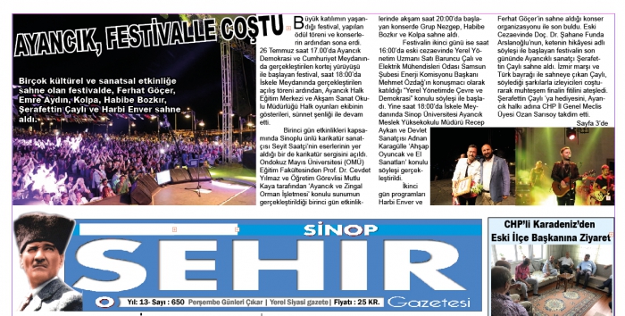 AYANCIK, FESTİVALLE COŞTU....