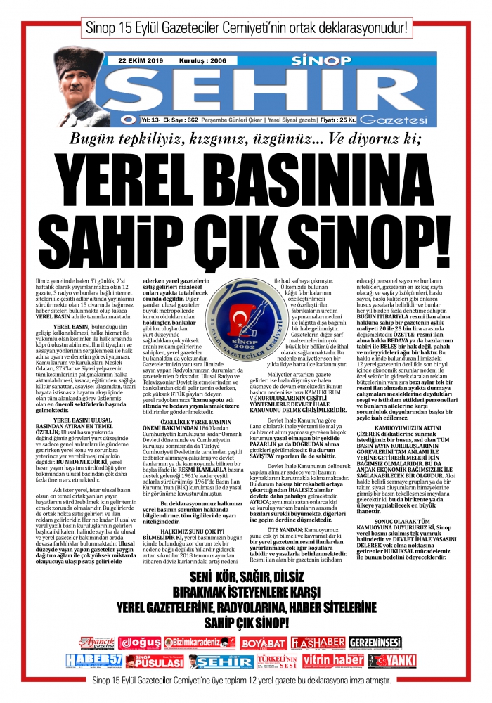 YEREL BASININA SAHİP ÇIK SİNOP!'